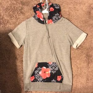 Gray hoodie shirt with flower designs
